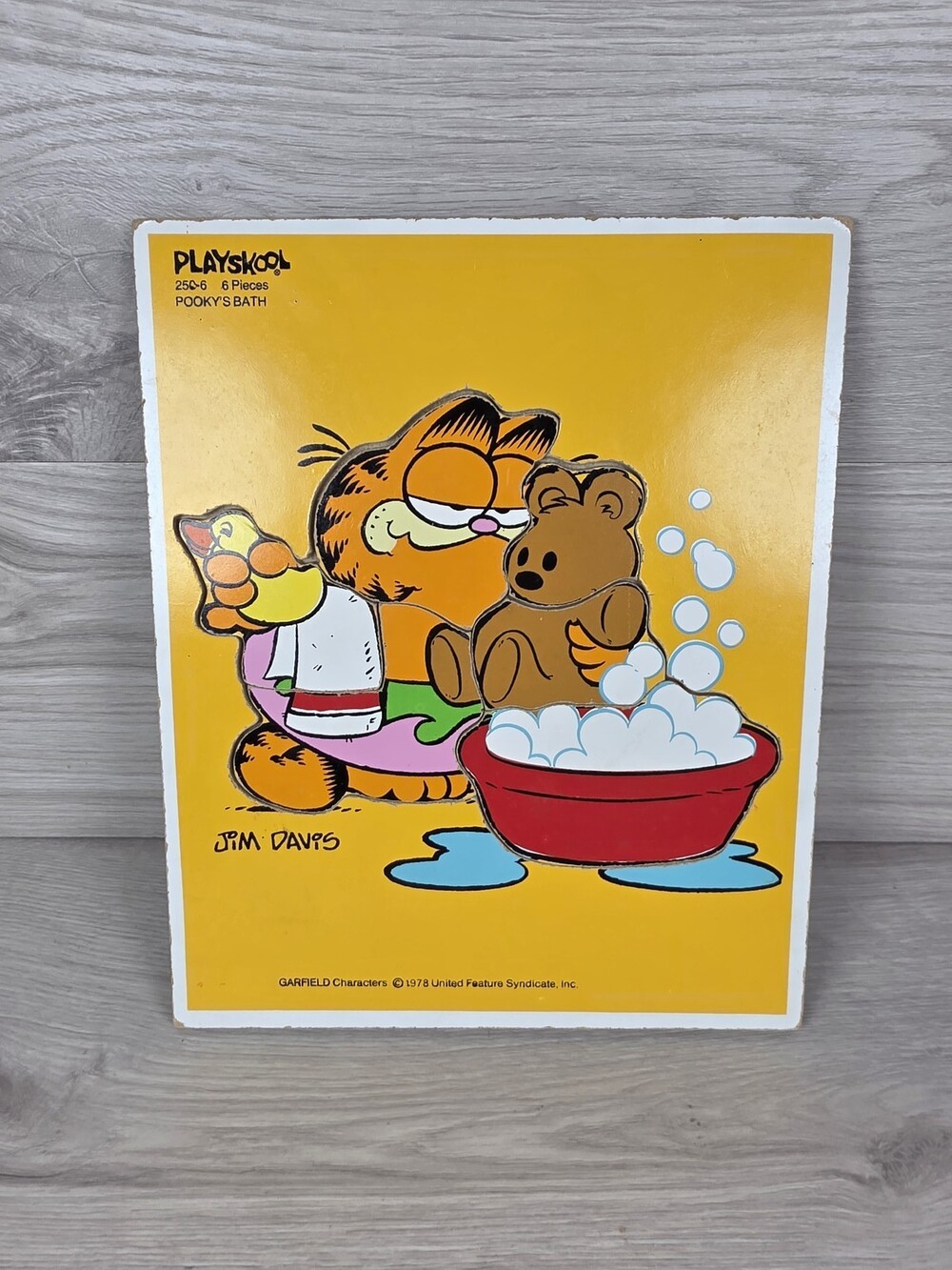Garfield Playskool 250-6 Pooky's Bath Children's Jigsaw Puzzle Board 1978 SU62
